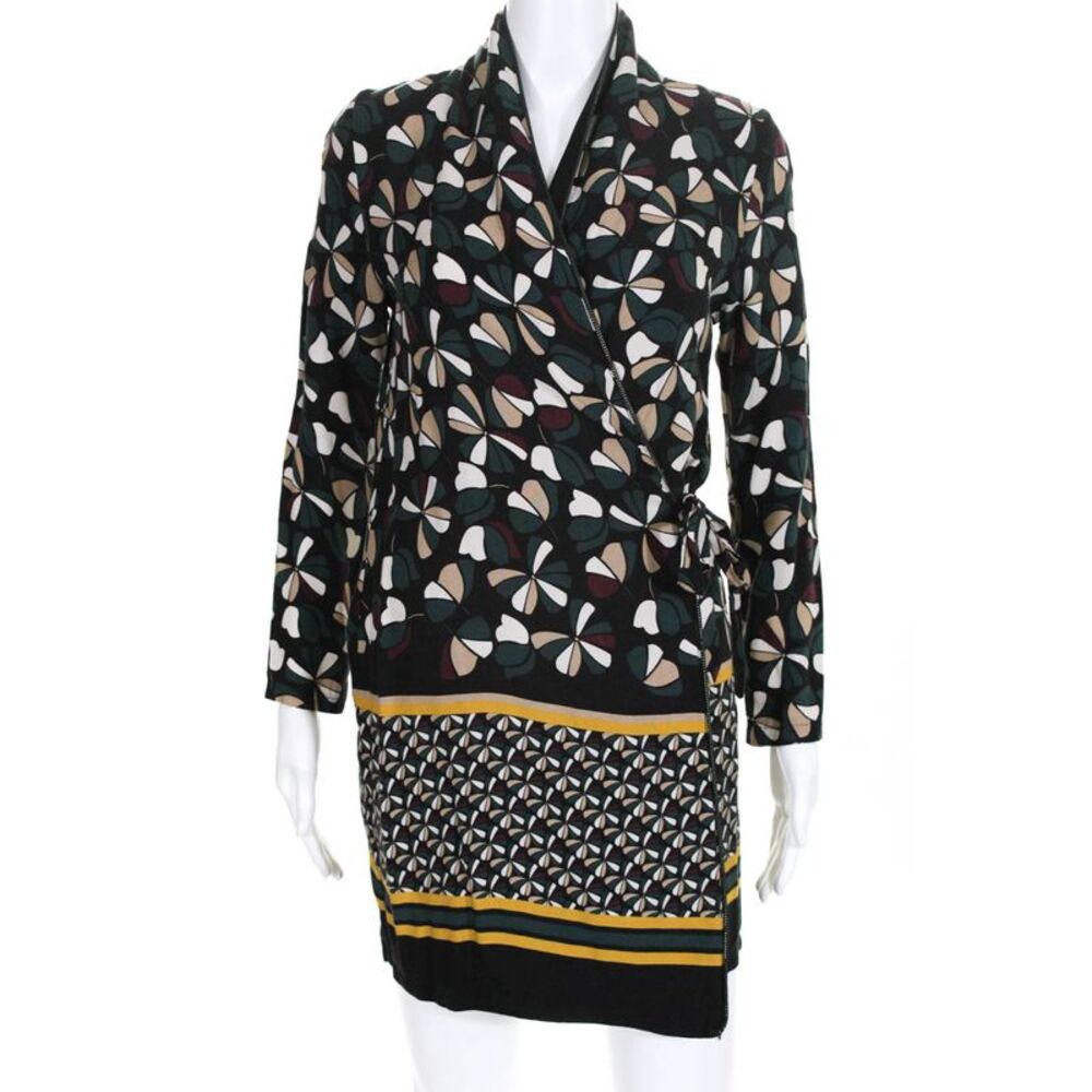 Deby Debo Womens Ophelia Printed Wrap Dress Black Green Size S 11214382